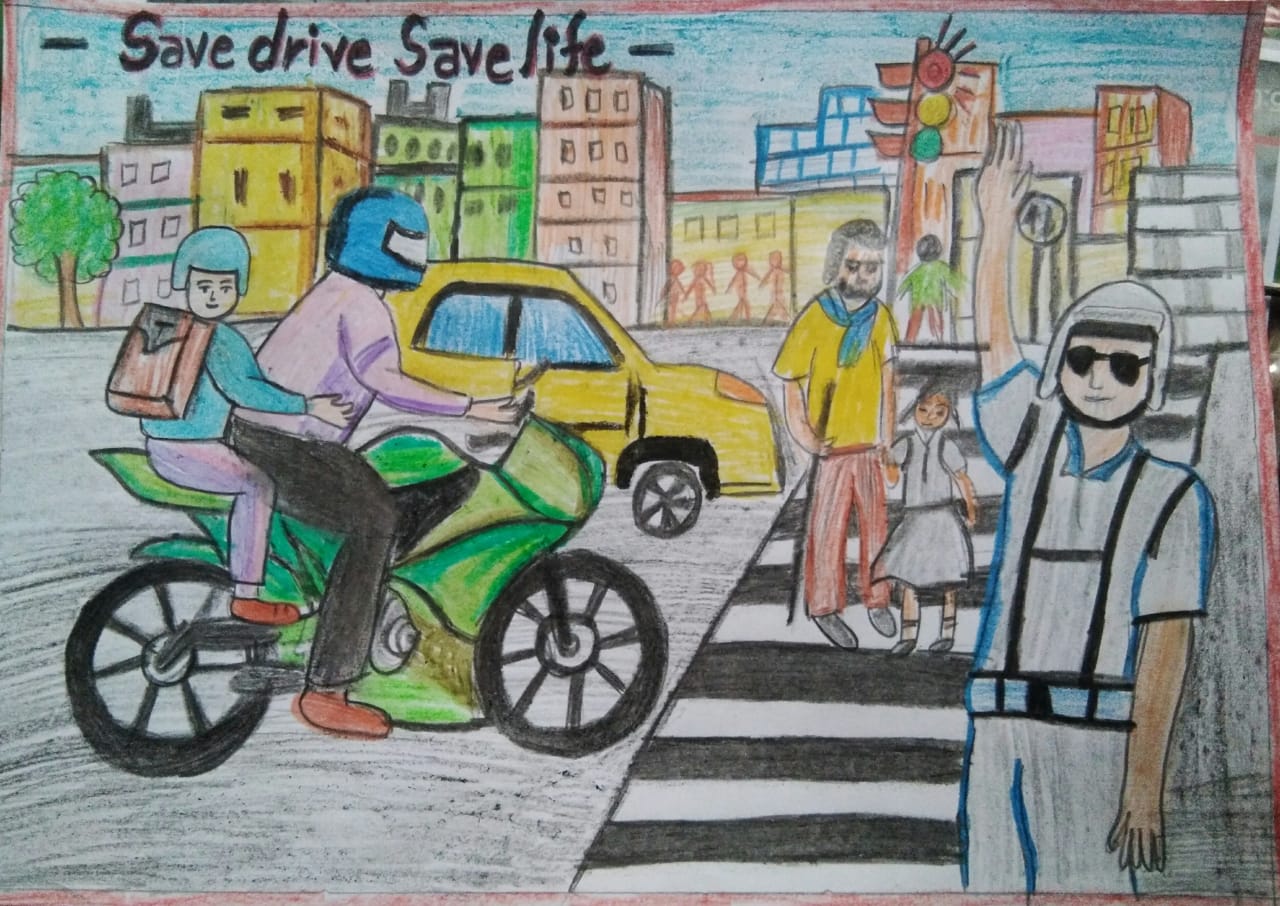 Learn How to Draw Safety Drive Scene Scenes Step by Step  Drawing  Tutorials